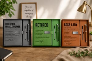 Personalized Leather Notebook Set with Professional Definition Quotes for Coworkers