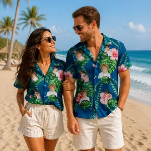 Tropical Floral Personalized Photo Hawaiian Shirt - Custom Portrait Shirt