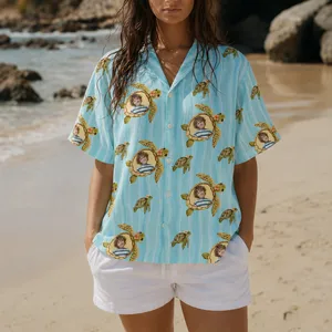 Shell Yeah, That’s My Face Hawaiian Shirt – Personalized Turtle Photo Aloha Shirt for Family Trips, Friend Getaways & Beach Crews