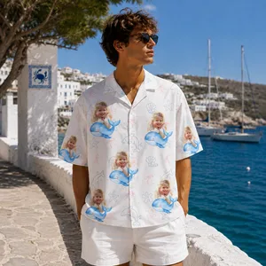 Little Mermaid Crew Hawaiian Shirt – Personalized Face Photo Whale Aloha Shirt, Custom Family & Friends Ocean Adventure Outfit