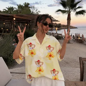 Custom Face Hawaiian Shirt, Personalized Hibiscus Photo Aloha Shirt, Tropical Family Friends Vacation Shirt, Floral Beach Group Outfit, Custom Summer Gift