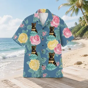 Personalized Custom Photo Hawaiian Shirt Pastel Floral Human Pet Tropical Gift
