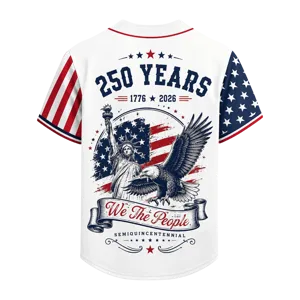 250 Years We The People Baseball Jersey, USA 1776-2026 Patriotic Anniversary Shirt XL