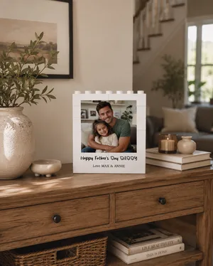 Personalised Photo Father's Day Building Brick Block Gift For Dad, Father's Day