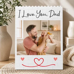Personalized Father's Day Gifts,Custom Photo I Love You Dad Happy Father's Day Building Block