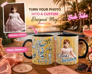 Personalized Striped "Last Toast On The Coast" Ceramic Coffee Mug, Coastal Bachelorette Party & Bride Keepsake 11oz & 15oz