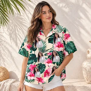 Personalized Hibiscus Hawaiian Shirt - Custom Portrait Floral Shirt
