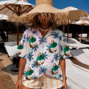 Personalized Face Hawaiian Shirt, Custom Photo Coconut Shirt, Tropical Group Vacation Shirt, Family Friends Matching Aloha Outfit, Unique Gift