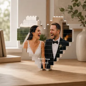 Custom Photo Building Brick Blocks For Couples | Valentines Day Gift | Personalized Anniversary Gift | Heart Brick Blocks