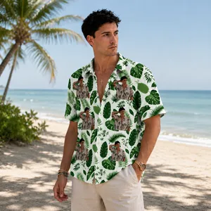 Palm Leaf Beach Shirt - Custom Portrait Hawaiian Shirt, Personalized Tropical Leaf Shirt
