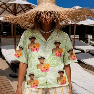 Freshly Squeezed Personality Hawaiian Shirt – Personalized Face Citrus & Hibiscus Aloha Shirt, Tropical Portrait Button Up, Custom Gift for Family and Friends