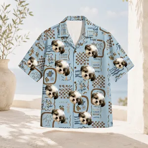 Personalized Custom Face Hawaiian Shirt Pet Portrait Retro Tropical Vacation Gift