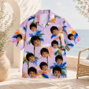 Personalized Custom Face Hawaiian Shirt Human Pet Tropical Palm Tree Vacation Gift