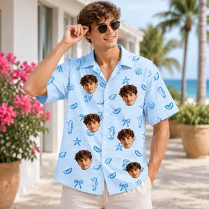 Seahorse Seashell Hawaiian Shirt - Custom Face Hawaiian Shirt, Personalized Photo Shirt