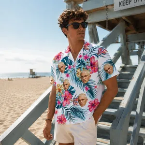 Custom Face Hawaiian Shirt, Personalized Portrait Aloha Shirt, Tropical Floral Photo Button Up, Funny Family Friends Gift, Custom Vacation Shirt