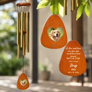 Custom Photo You Left Paw Prints On My Heart Memorial Wind Chimes