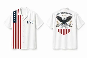 Vintage 250 Years American Flag Hawaiian Shirt, 1776 - 2026 Patriotic Eagle Shirt, USA Freedom AOP Hawaii Shirt / Adult