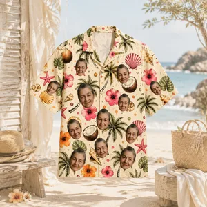 Personalized Custom Face Hawaiian Shirt Tropical Beach Human Pet Floral Vacation Gift