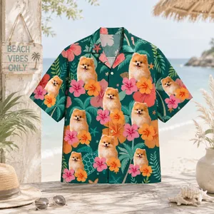 Personalized Custom Photo Hawaiian Shirt Hibiscus Tropical Beach Vacation Gift