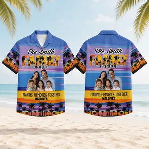 Custom Family Hawaiian Shirt Personalized Photo Vacation Matching Shirt