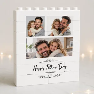 Personalised Photo Father's Day Building Brick Block Gift For Dad, Father's Day