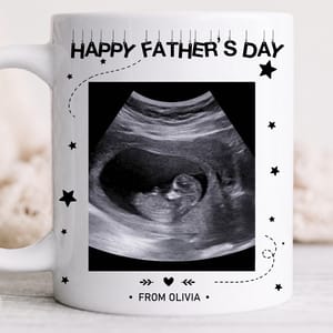 Custom Photo Happy Father's Day Baby Scan Mug - Gift For Father's Day