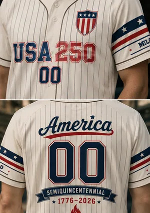 USA 250th Anniversary Baseball Jersey, Custom America 1776 2026 Shirt, Patriotic Gift for Men Women Kids