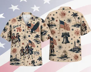 250 Years of America Hawaiian Shirt, Spirit of 76 Patriotic 4th of July 1776-2026 AOP Hawaii Shirt
