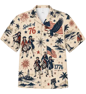 250 Years of America Hawaiian Shirt, Spirit of 76 Patriotic 4th of July 1776-2026 AOP Hawaii Shirt