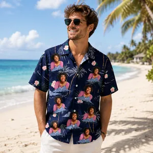 Personalized Custom Face Hawaiian Shirt Tropical Ocean Sunset Vacation Gift
