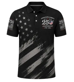 USA 250th Anniversary Patriotic Golf Polo Shirt, America 250 Years Of Freedom AOP Polo Shirt, S