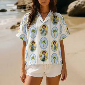 Custom Photo Hawaiian Shirt, Personalized Family Vacation Aloha Shirt, Palm Tree Portrait Shirt, Matching Friends Beach Outfit, Custom Group Travel Gift