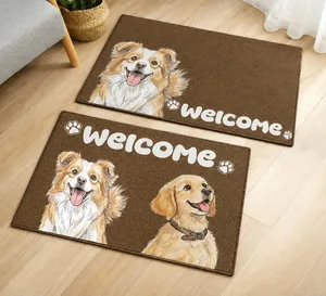 Custom Photo Colored Pencil Sketch Dog Cat Pet Welcome - Personalized Doormat