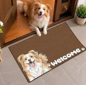 Custom Photo Colored Pencil Sketch Dog Cat Pet Welcome - Personalized Doormat
