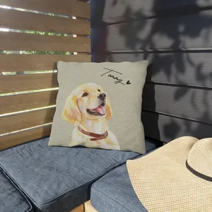 Custom Photo Realistic Watercolor Art Cat Dog Pet - Personalized Pillow