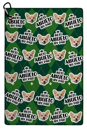 Custom Photo Best Dad By Par Funny Kid Vintage - Personalized Golf Towel