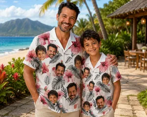 Custom Family Photo Hawaiian Shirt – Personalized Family Picture Aloha Shirt