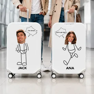 Custom Funny Photo For Friends Family Vacation Traveling - Personalized Photo Luggage Cover