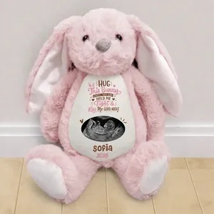 Custom Photo Baby Expecting Hug This Bunny Untill You Can Hold Me Tight - Personalized Soft Toy Bunny