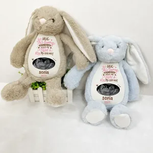 Custom Photo Baby Expecting Hug This Bunny Untill You Can Hold Me Tight - Personalized Soft Toy Bunny