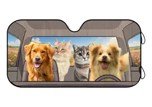 Custom Photo Happy Trip - Gift For Pet Lovers - Personalized Auto Sunshade