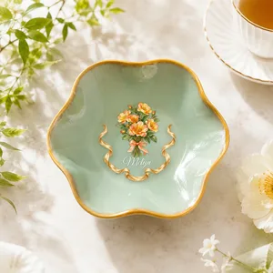 Birth Month Flower Gift For Her - Personalized Jewelry Dish