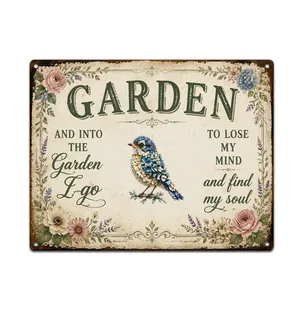 Wander Prints Gift For Gardening Lovers - Hummingbird Rustic Metal Signs - Yard Decor, Birthday, Housewarming Gift AZCS