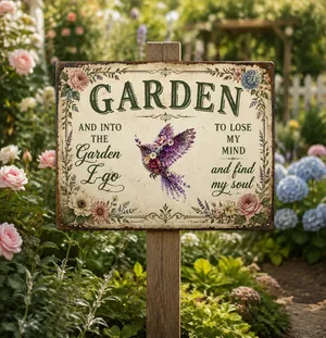 Wander Prints Gift For Gardening Lovers - Hummingbird Rustic Metal Signs - Yard Decor, Birthday, Housewarming Gift AZCS