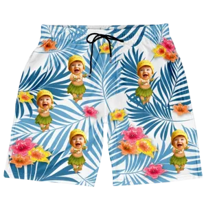 Custom Photo Hula Dancing - Personalized Unisex Beach Shorts
