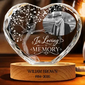 Custom Photo When You Miss Me Have No Fear Memorial - Personalized Crystal Heart Shaped Lamp
