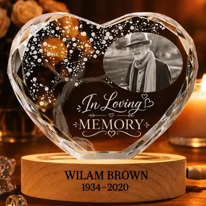 Custom Photo When You Miss Me Have No Fear Memorial - Personalized Crystal Heart Shaped Lamp