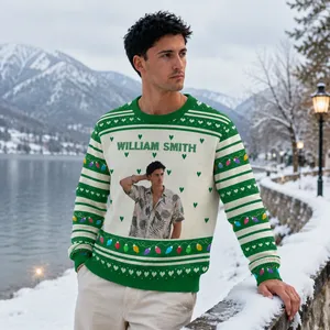 Personalized Christmas Ugly Sweater - Custom Portrait and Name Christmas Sweater