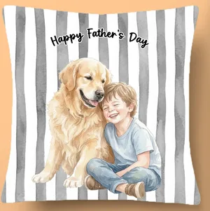 Custom Photo Watercolor Painting I Love You Daddy Grandpa Pet Dad - Personalized Pillow