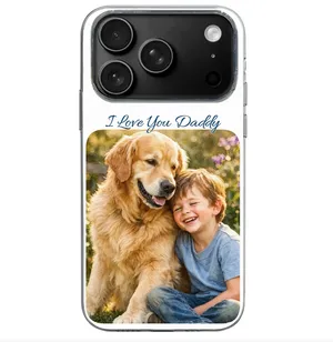Custom Photo Watercolor Painting I Love You Daddy Grandpa Pet Dad - Personalized Clear Phone Case